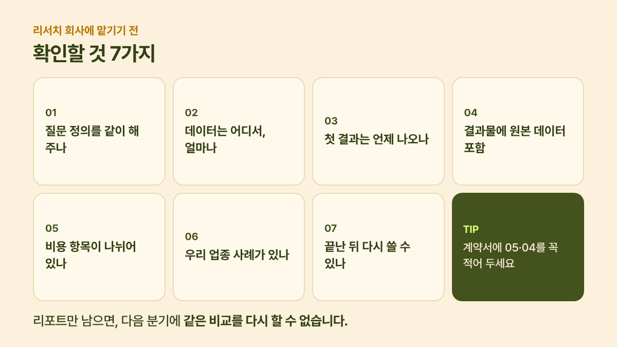 리서치 회사에 맡기기 전 확인할 것 7가지